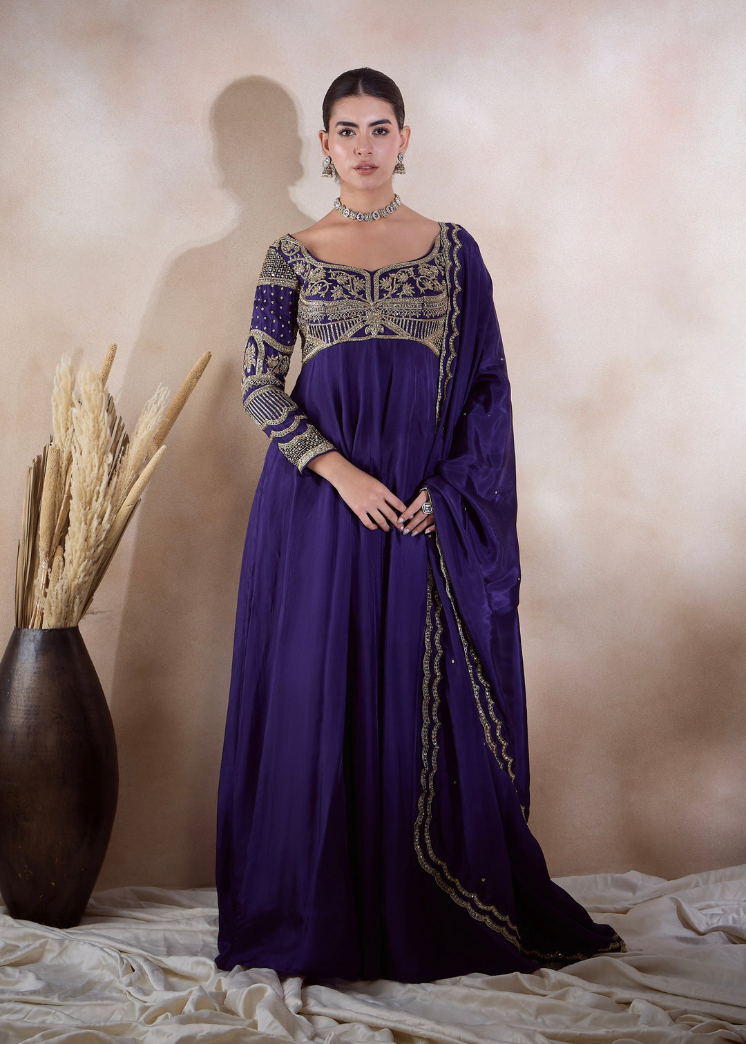 MATHURA H ANARKALI SET - GOLD