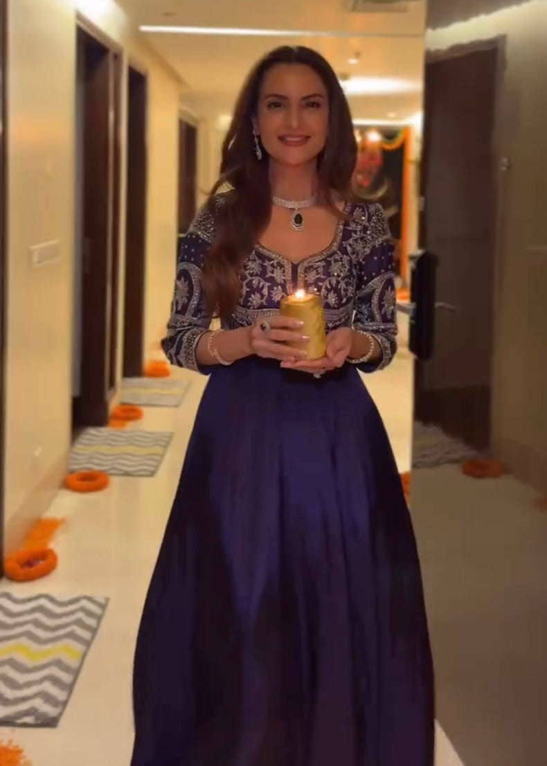 DEEPTI DHILLON SOLANKI IN MATHURA H ANARKALI SET - SILVER