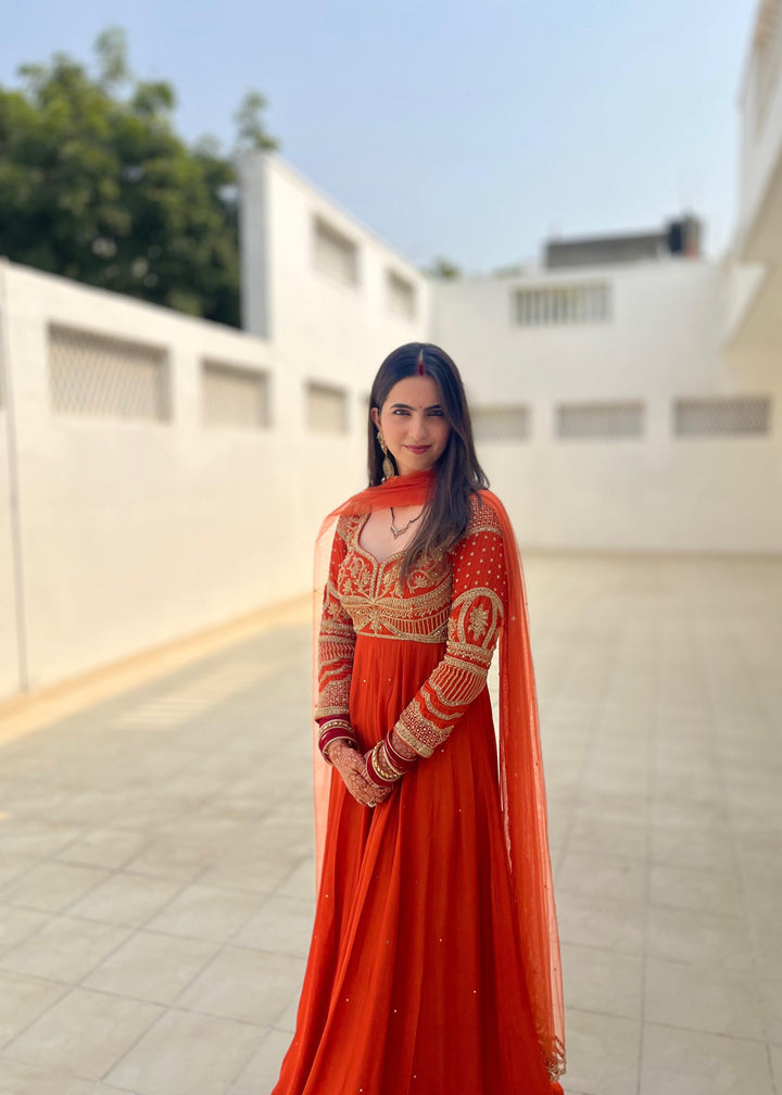MATHURA H ANARKALI SET - GOLD